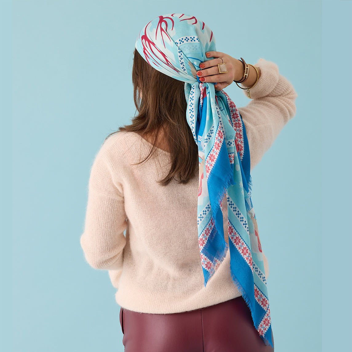 Foulard Lady PEPPER - Modal et Cachemire - 120x120cm - Sami - Bleu Clair - Lady Pepper - Lady Pepper - 